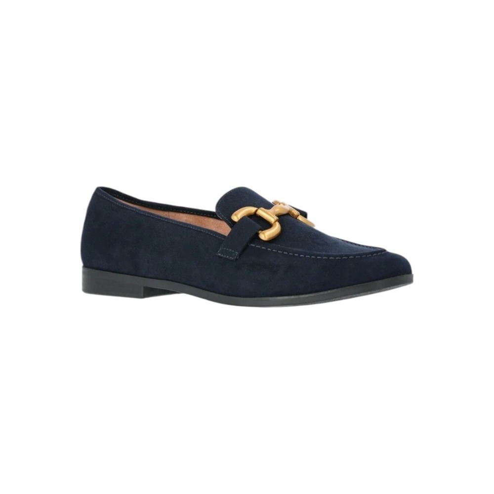 Faux Suede Buckle Loafers Size 7 Navy New NWT - Picture 4 of 9